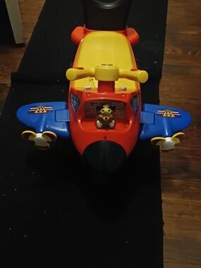 Kids Ride-On Airplane Toy - Red, Blue & Yellow